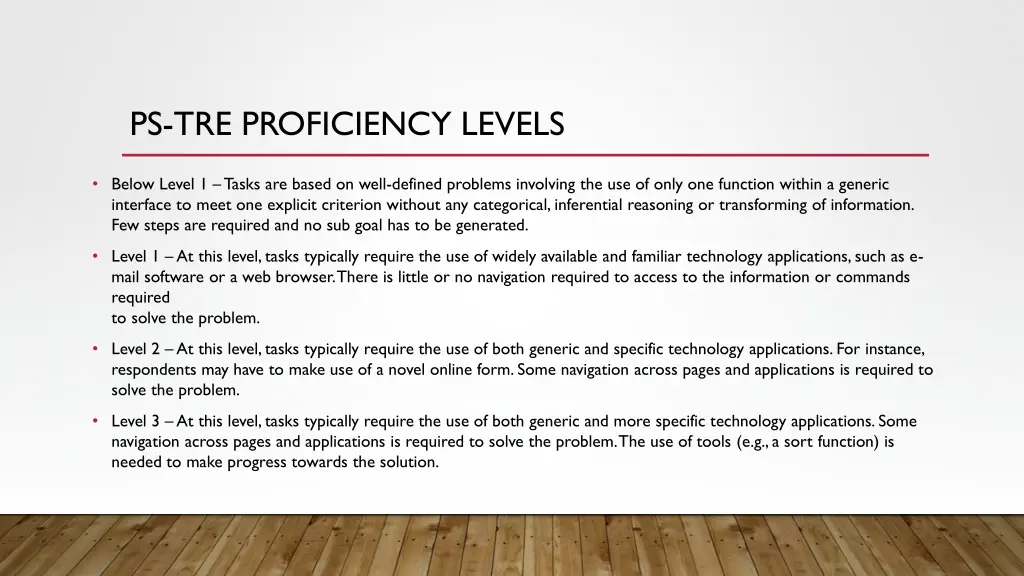 ps tre proficiency levels