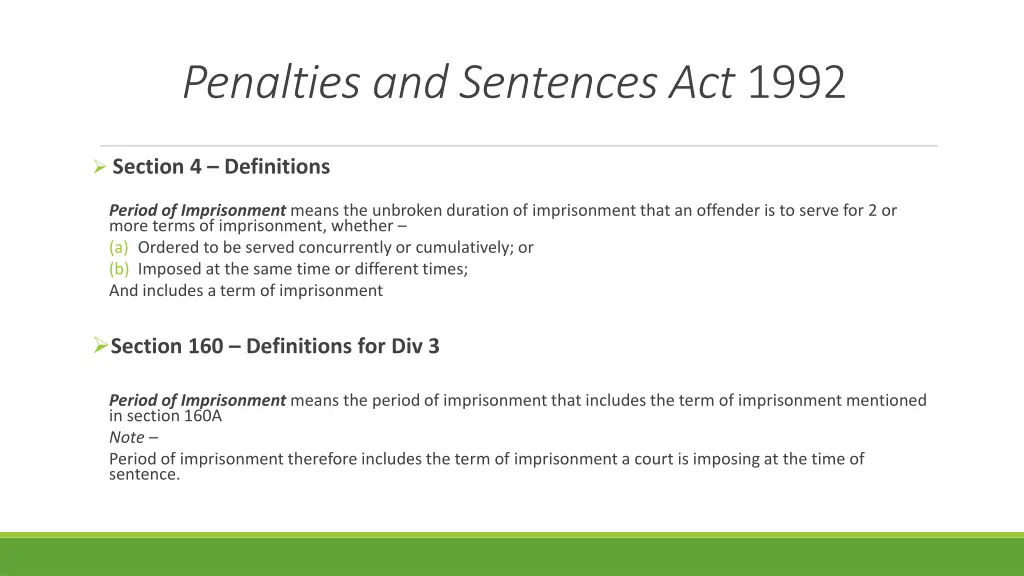 penalties and sentences act 1992