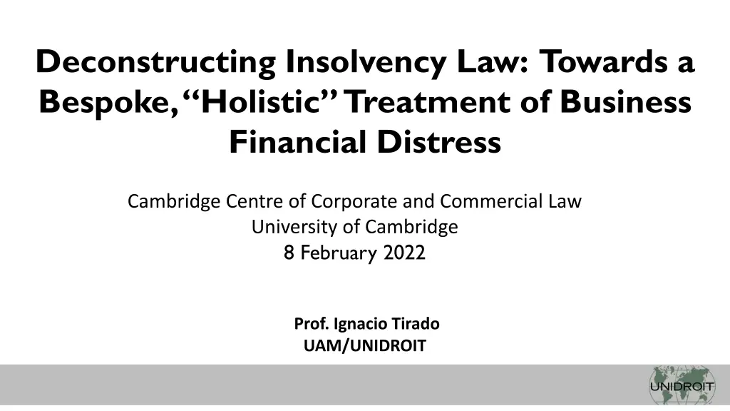 deconstructing insolvency law towards a bespoke