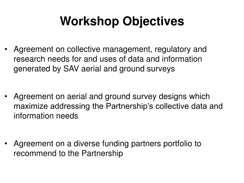 workshop objectives