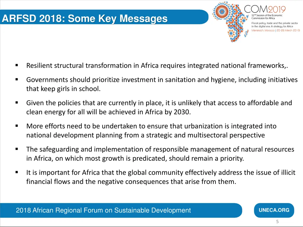 arfsd 2018 some key messages
