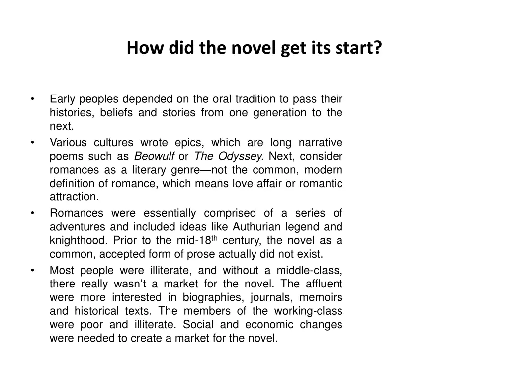how did the novel get its start