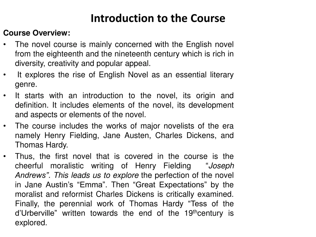 introduction to the course