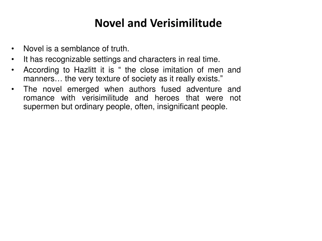 novel and verisimilitude