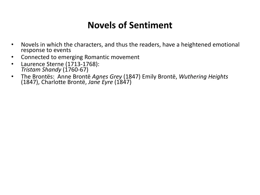 novels of sentiment