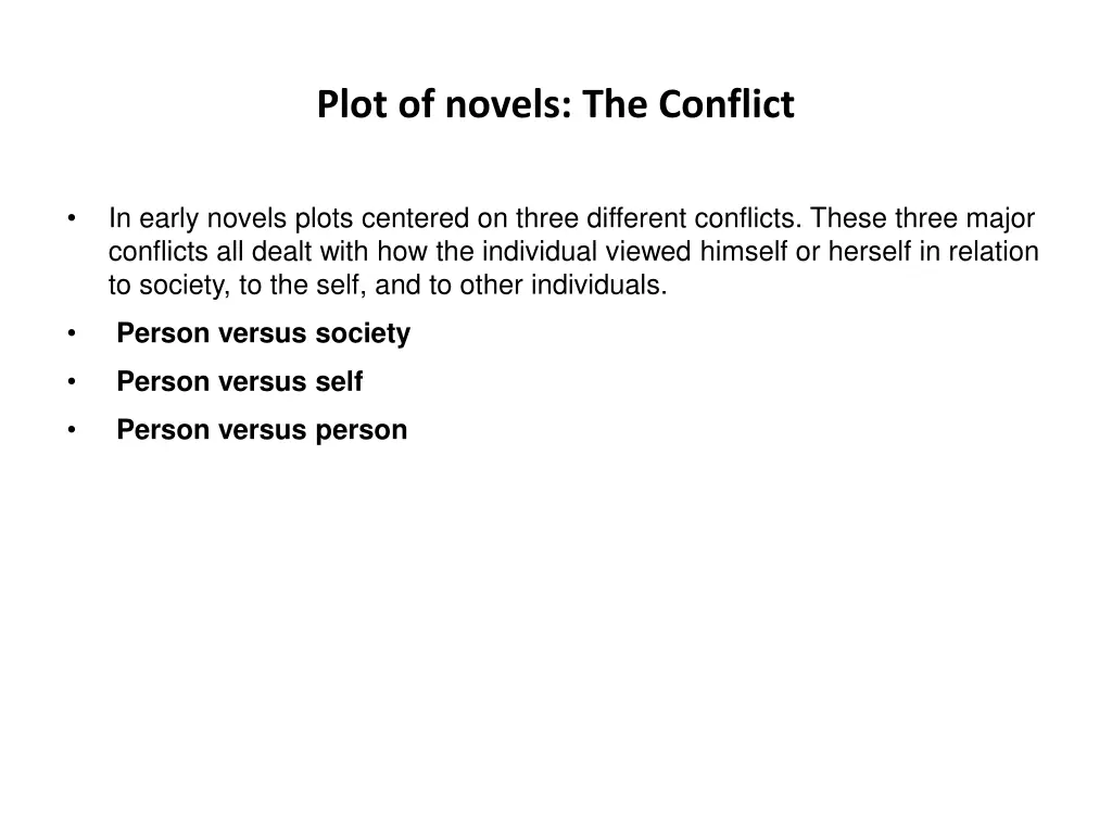 plot of novels the conflict