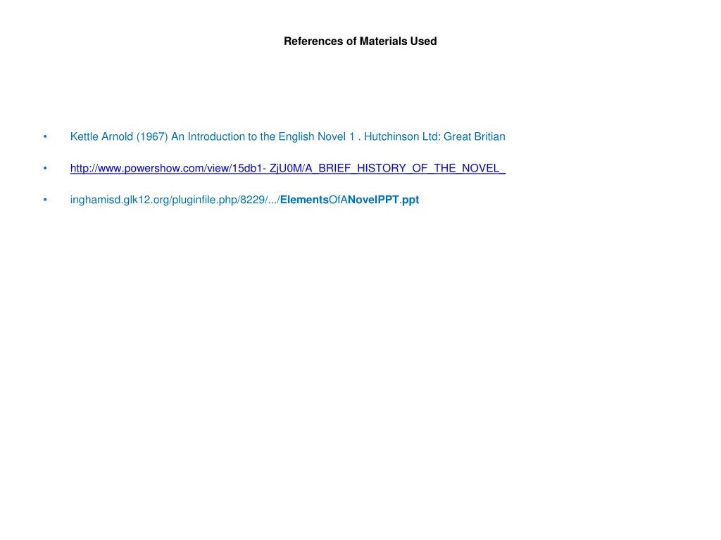 references of materials used