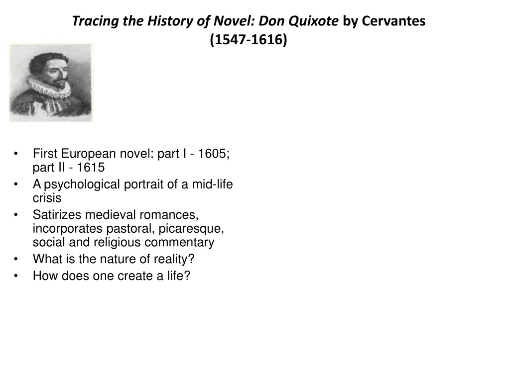 tracing the history of novel don quixote