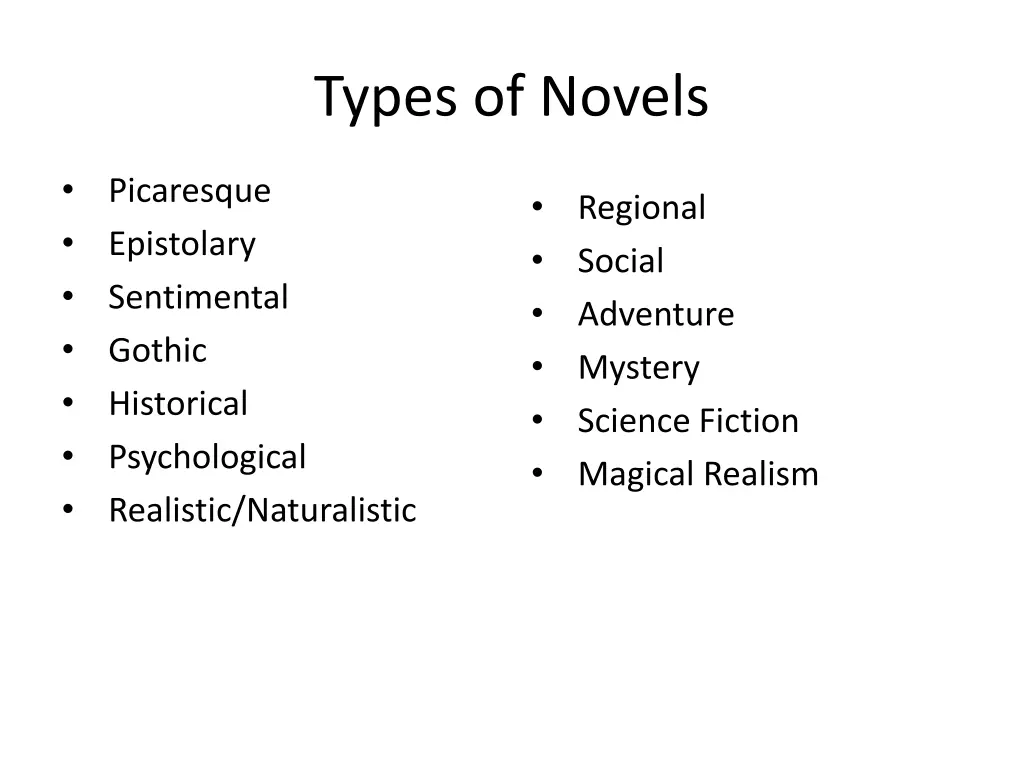 types of novels