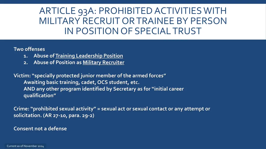 article 93a prohibited activities with military