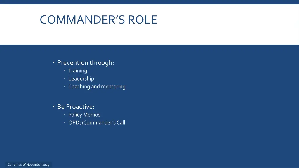 commander s role