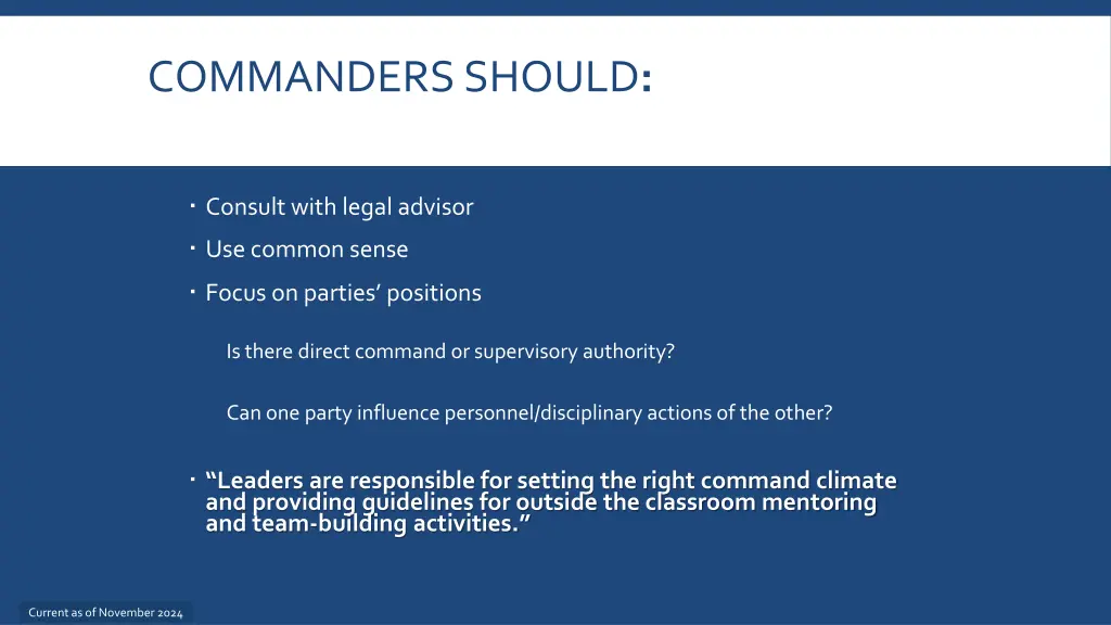 commanders should
