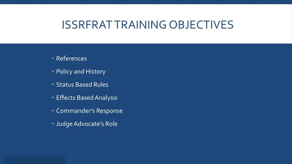issrfrat training objectives