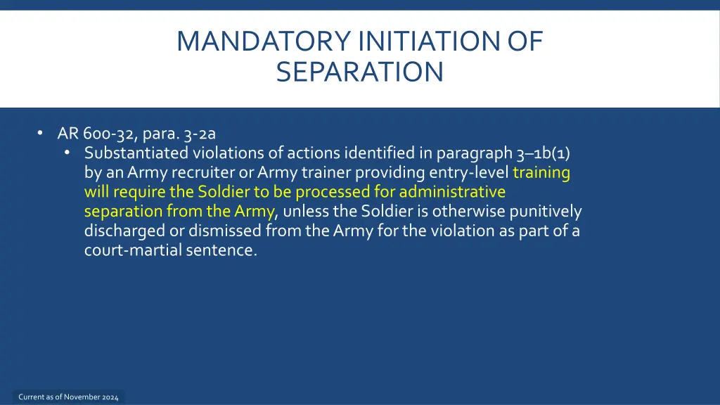 mandatory initiation of separation