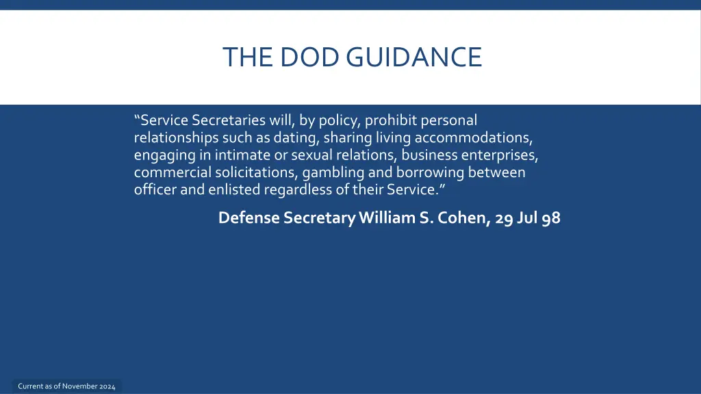 the dod guidance