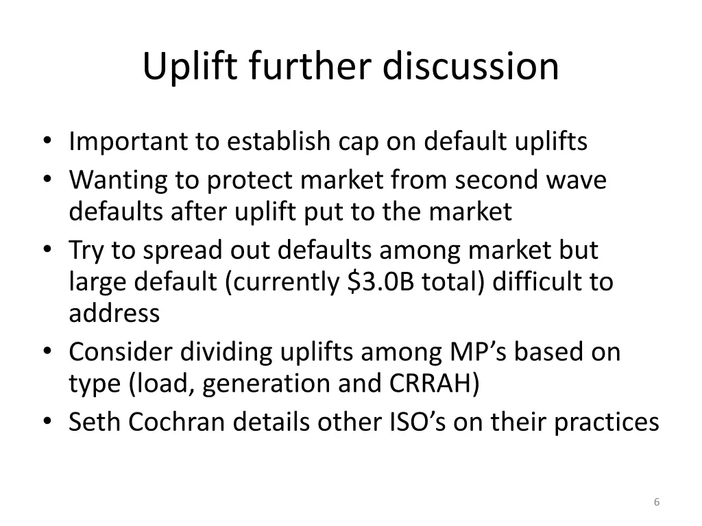 uplift further discussion 1