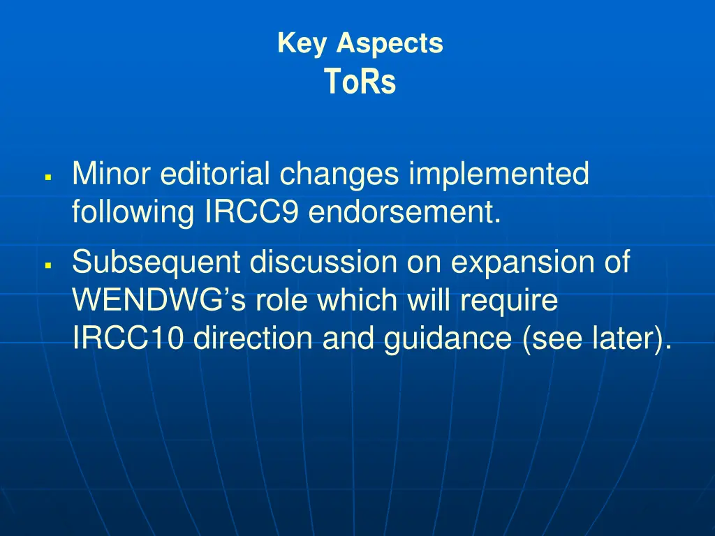 key aspects tors