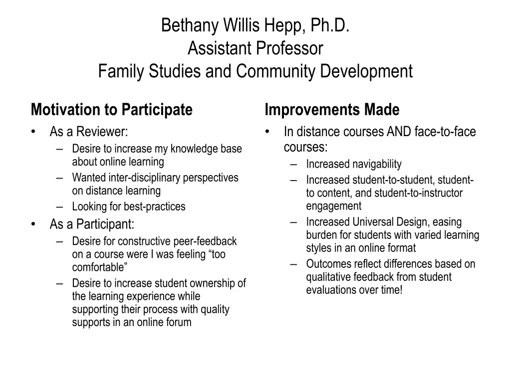bethany willis hepp ph d assistant professor
