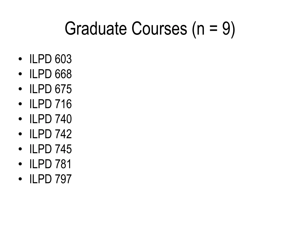 graduate courses n 9