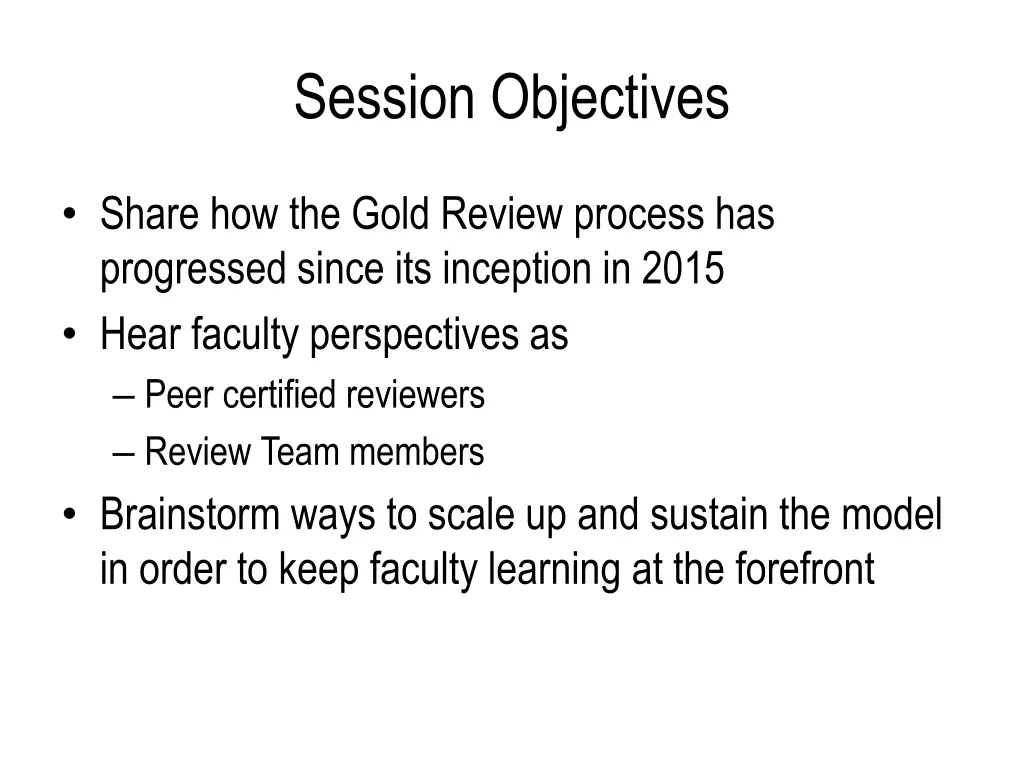 session objectives