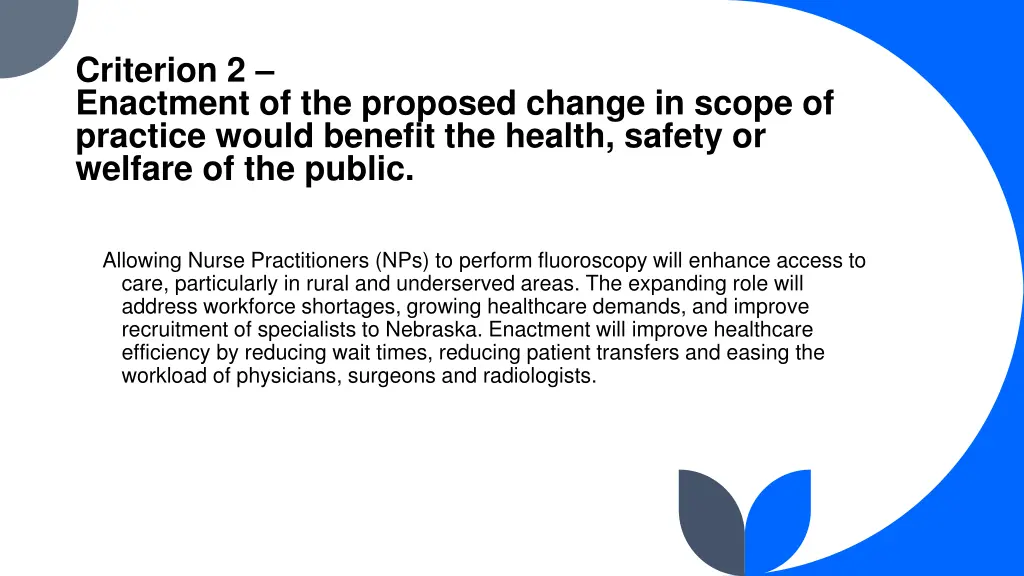 criterion 2 enactment of the proposed change