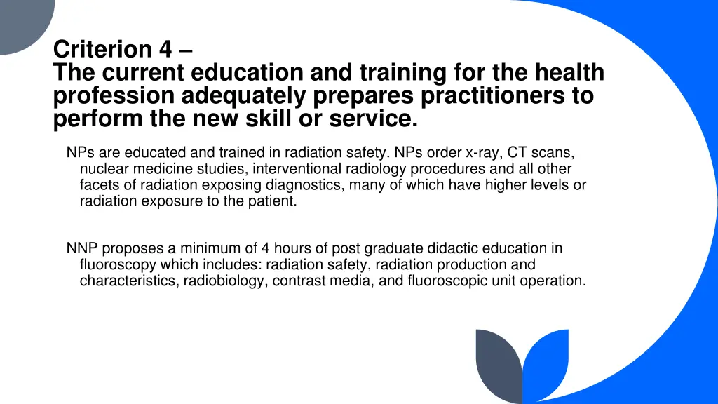 criterion 4 the current education and training