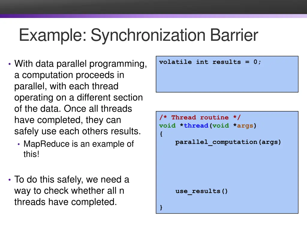 example synchronization barrier 2