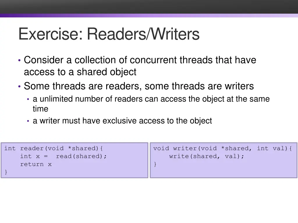 exercise readers writers