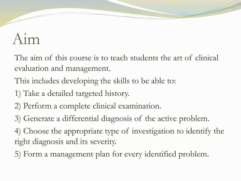aim the aim of this course is to teach students