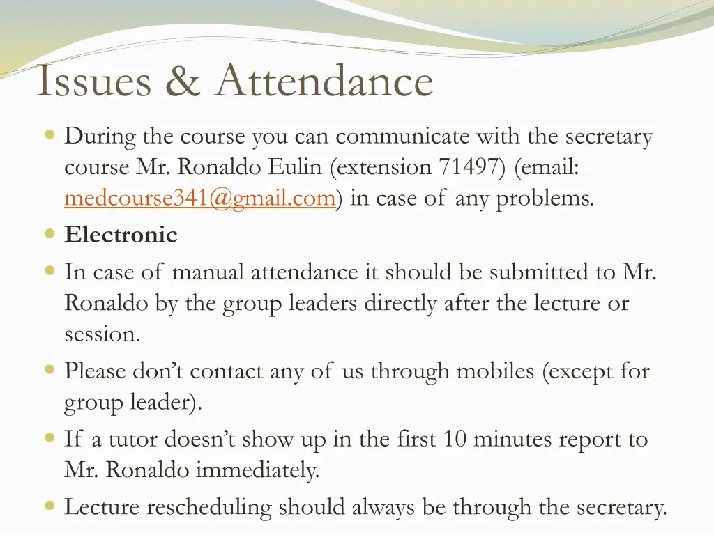 issues attendance