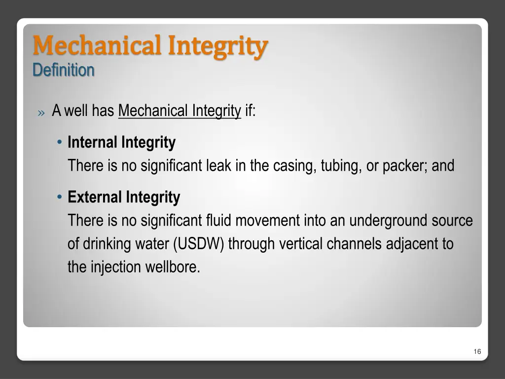 mechanical integrity mechanical integrity