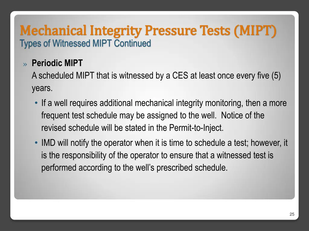 mechanical integrity pressure tests mipt 1