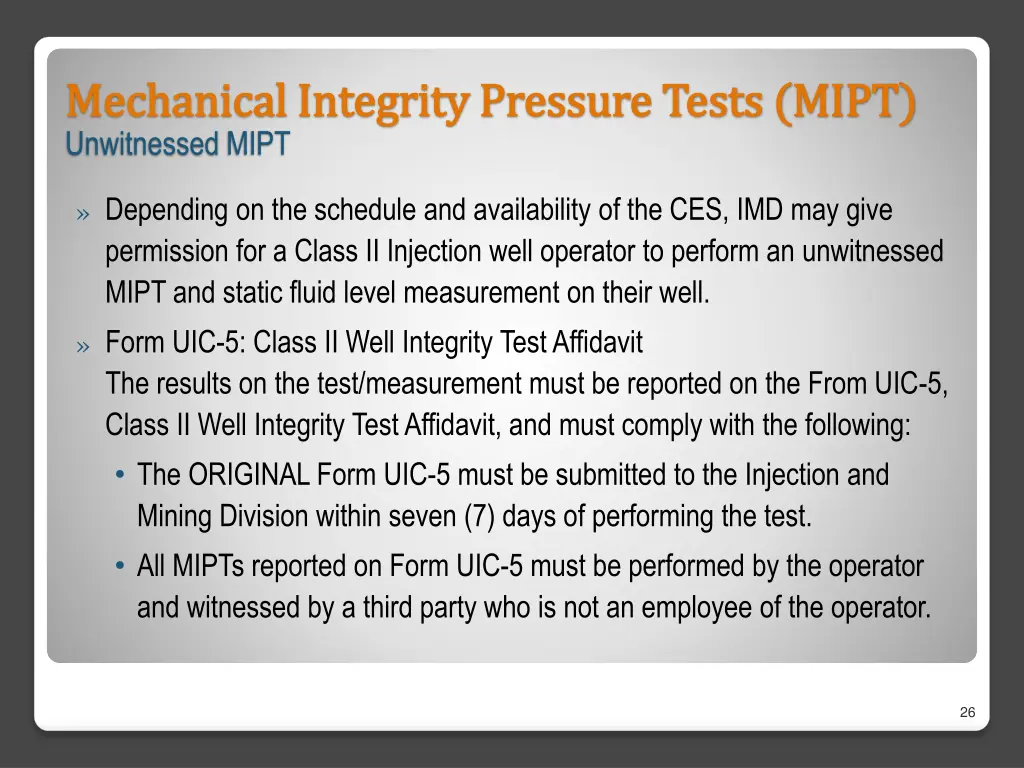 mechanical integrity pressure tests mipt 2