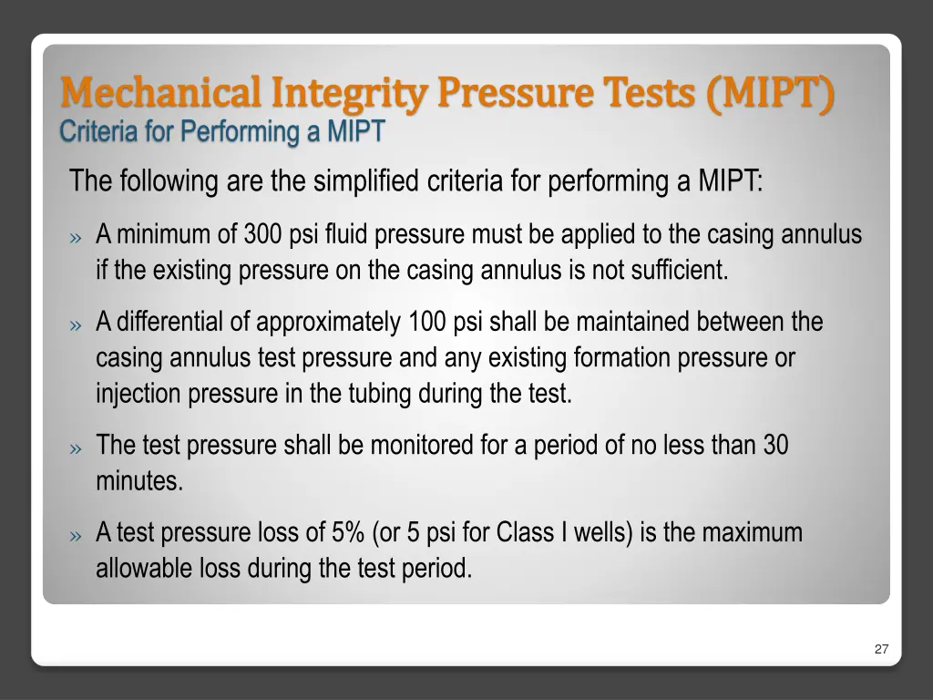 mechanical integrity pressure tests mipt 3