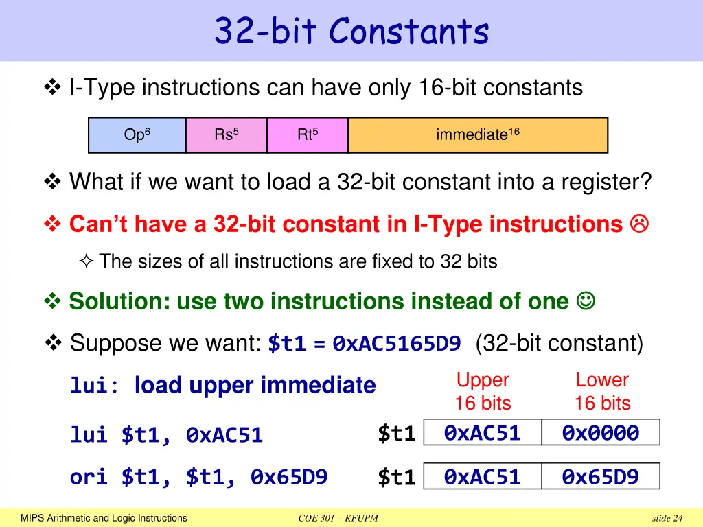 32 bit constants
