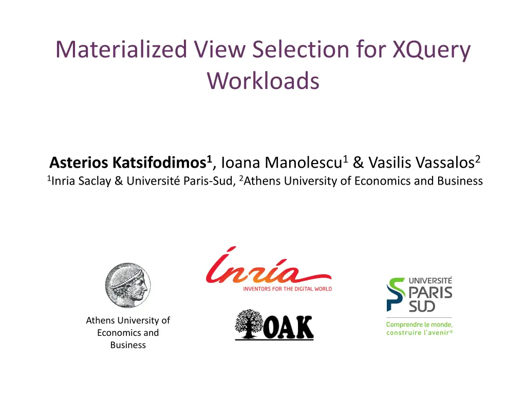 materialized view selection for xquery workloads