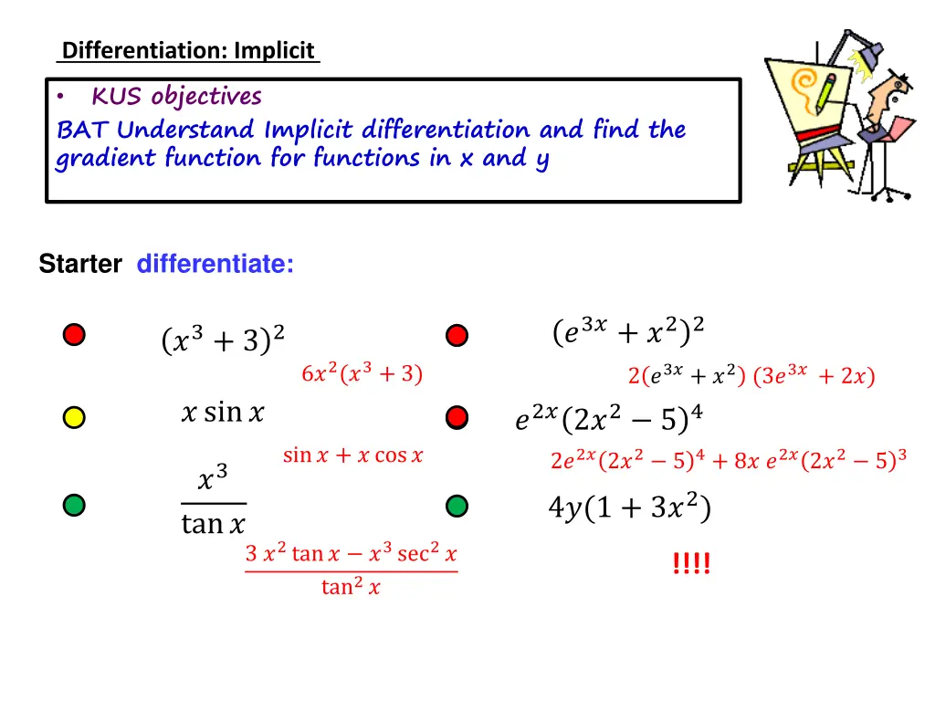 differentiation implicit kus objectives