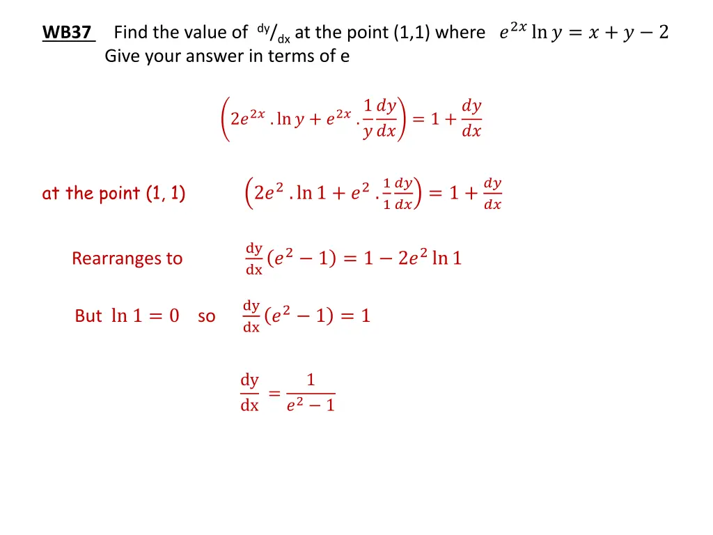 wb37 find the value of dy dx at the point