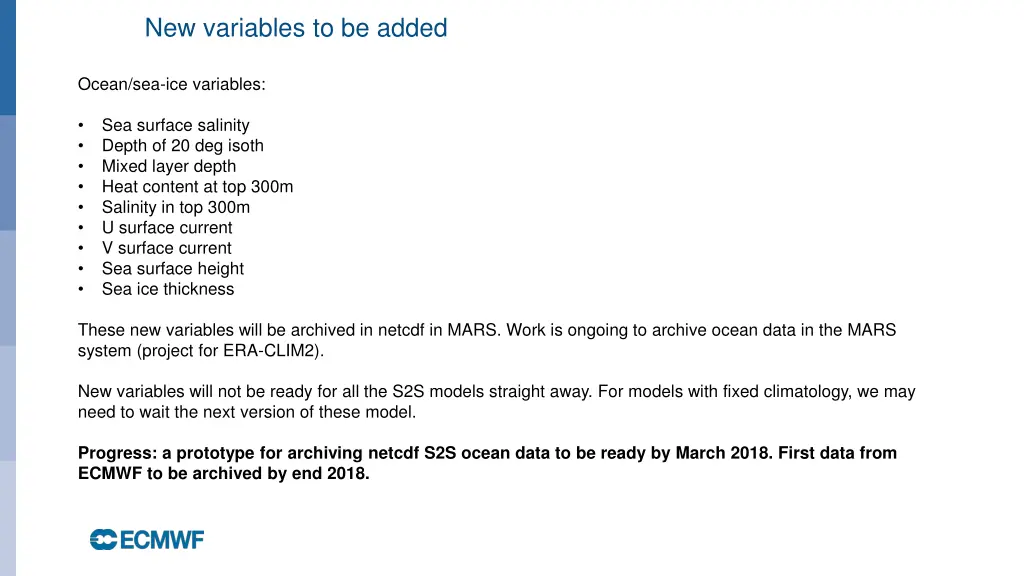 new variables to be added