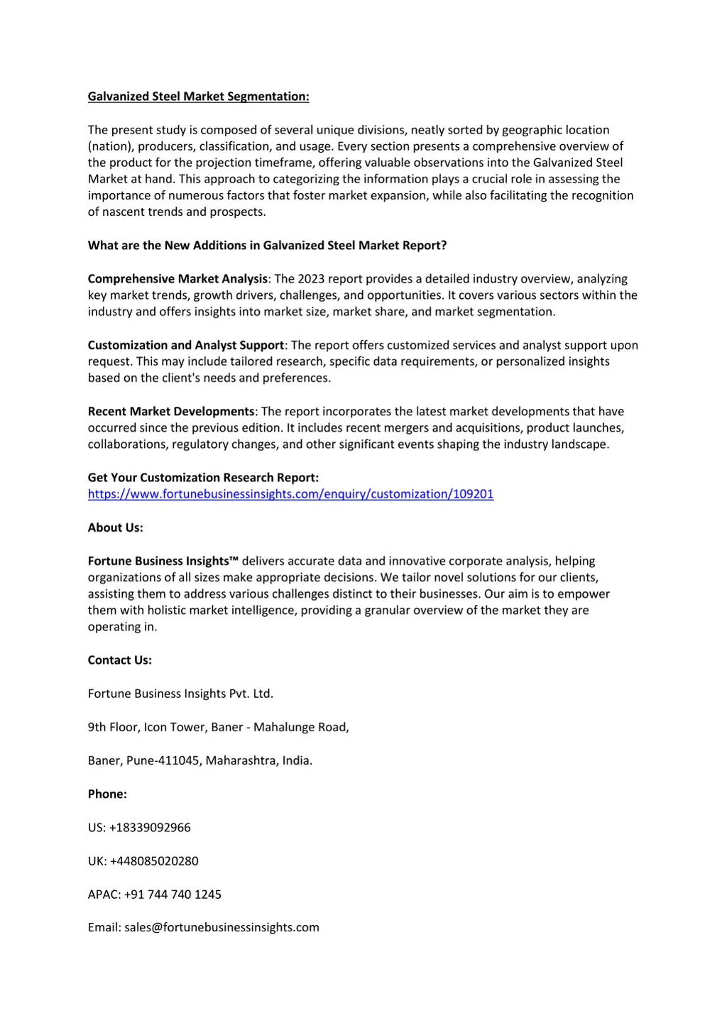 galvanized steel market segmentation