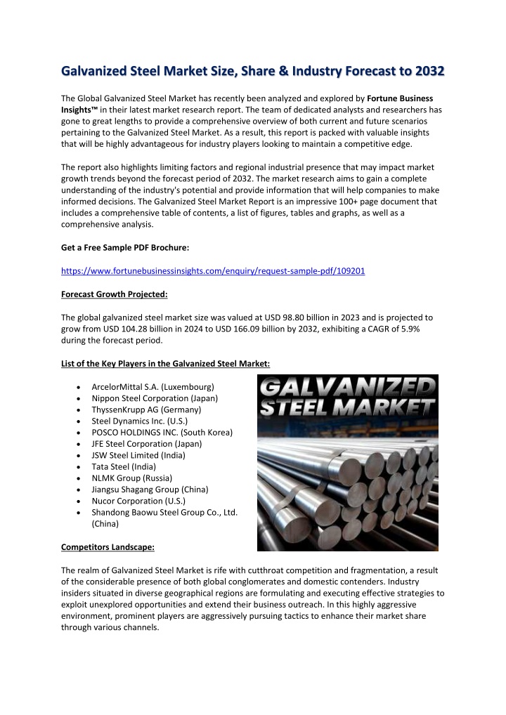 galvanized steel market size share industry