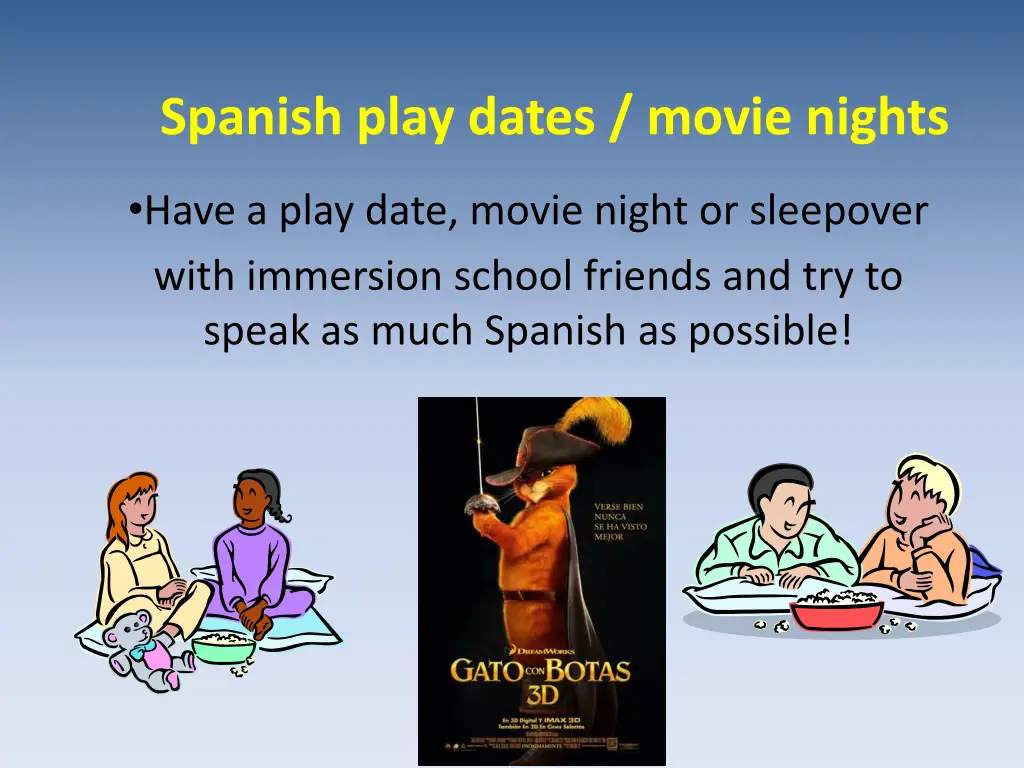 spanish play dates movie nights