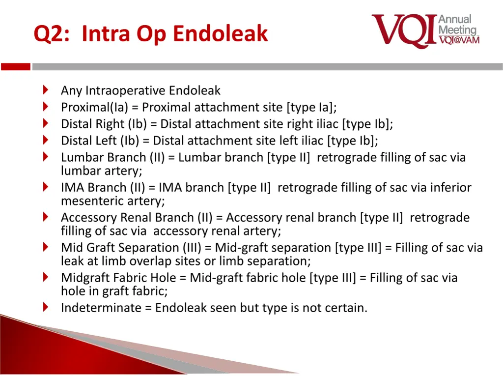 q2 intra op endoleak