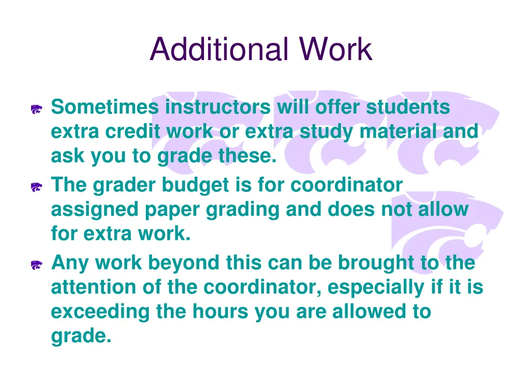 additional work