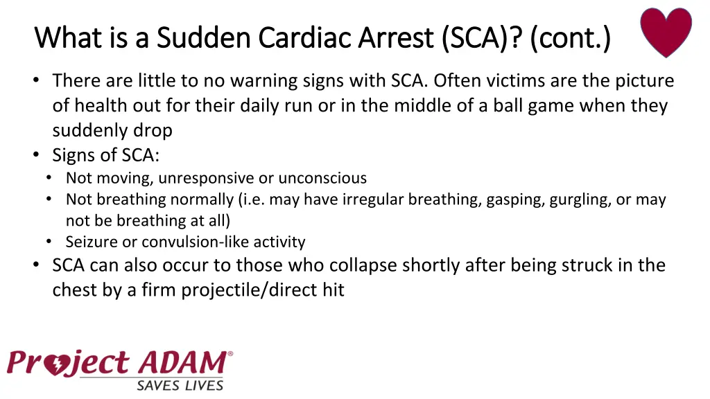 what is a sudden cardiac arrest sca cont what