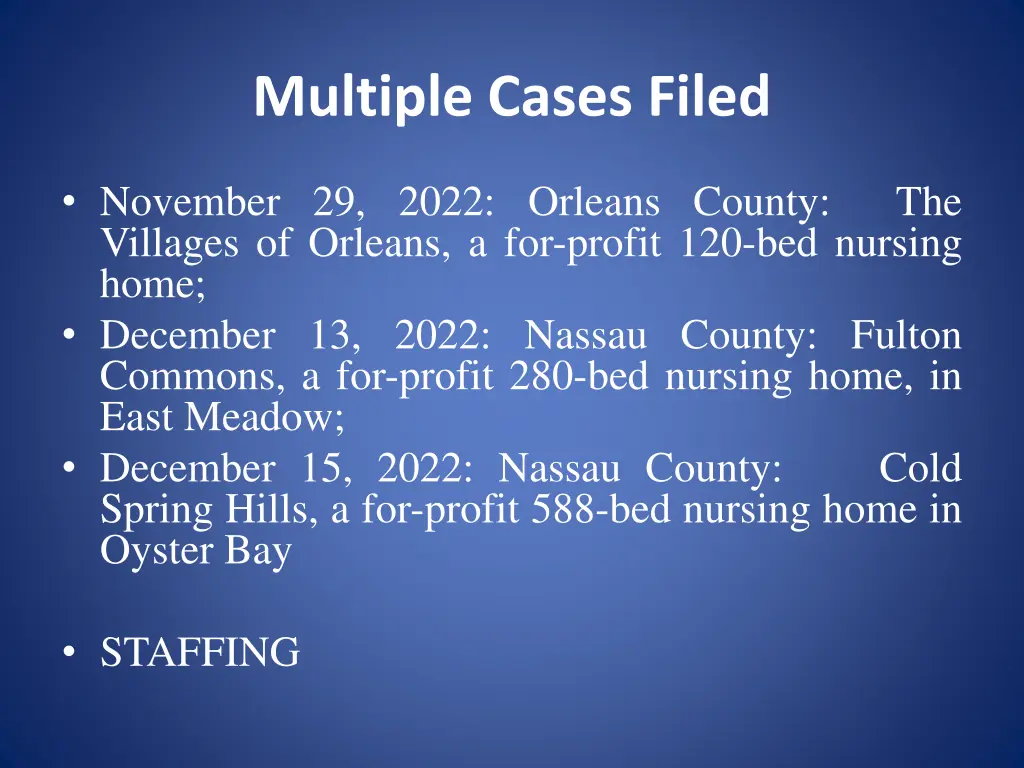 multiple cases filed