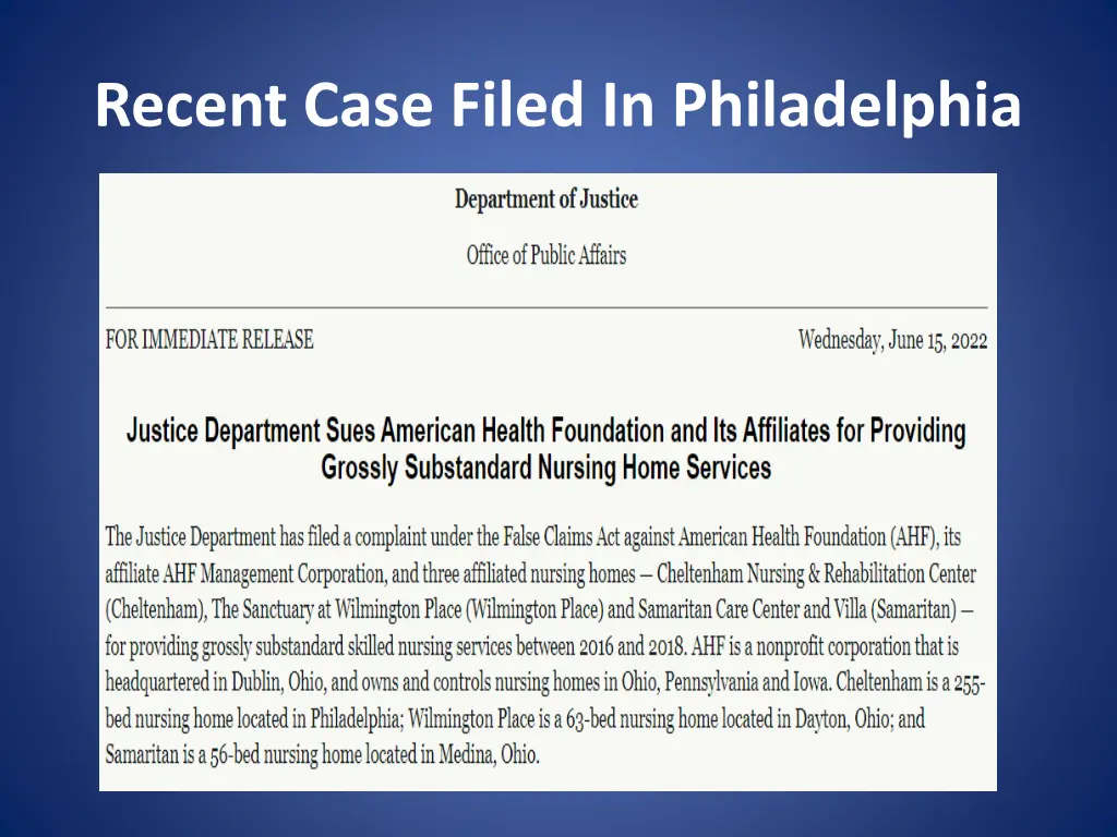 recent case filed in philadelphia