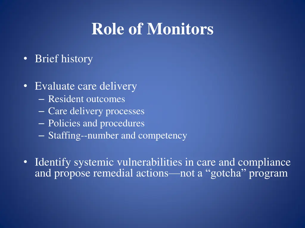 role of monitors