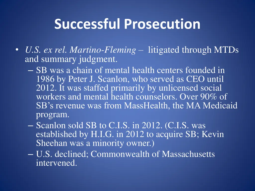 successful prosecution