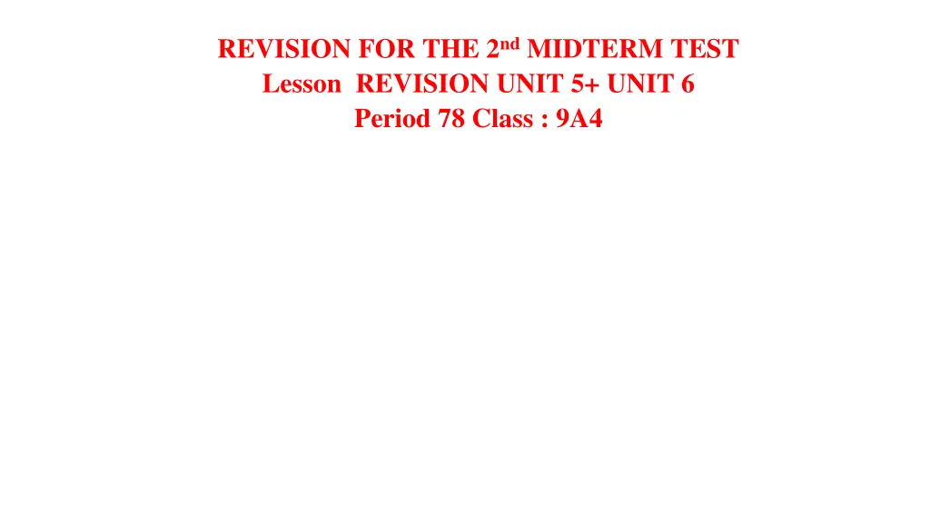 revision for the 2 nd midterm test lesson 1